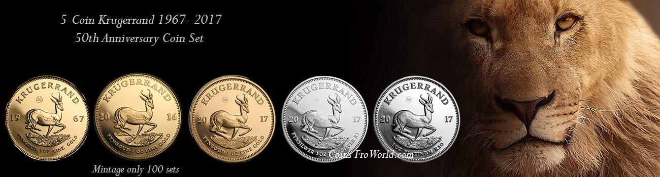 South Africa 2017 - 5-Coin Vintage Krugerrand 50th Anniversary